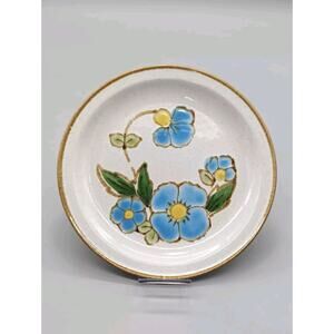 Vintage Stoneybrook Blue dawn Stoneware Floral Salad Plate 7.5" Brown & Blue